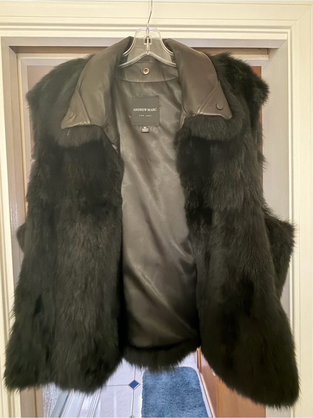 Andrew Marc Black Fur Leather Vest